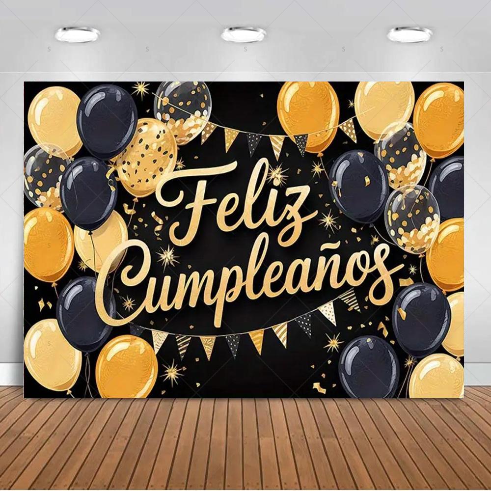 Spanish Happy Birthday Theme Background Supplies Colorful Balloon Birthday Party Decor Backdrop Banner Kid Gift Photo Shoot Prop
