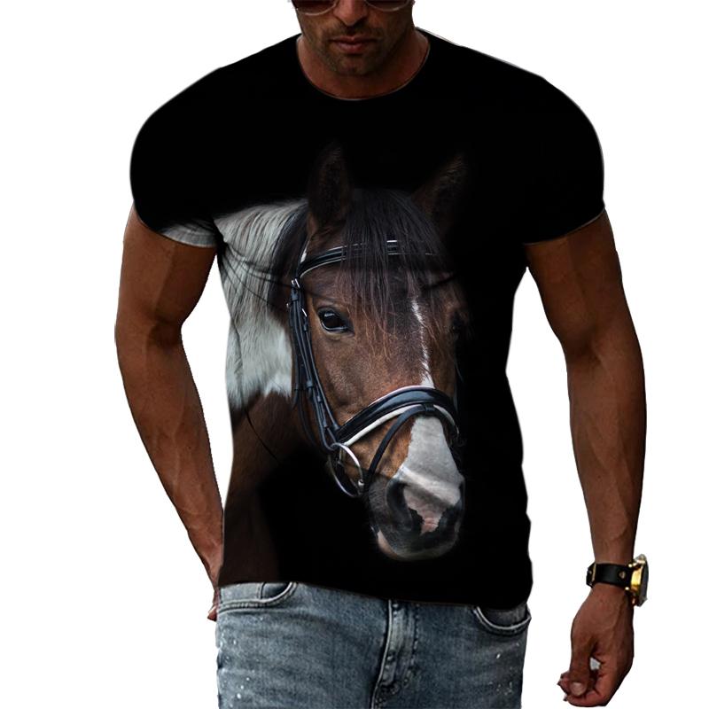 Letní trička s 3D grafikou Animal Horse Pro muže Móda Ležérní Výstřih harajuku Hip-Hop Styl Potištěná trička s krátkým rukávem Top