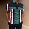 Lapel Polo Shirt Men's Short-sleeved Men's Casual Gradient Colour Blocking Men's T-shirt Tops
