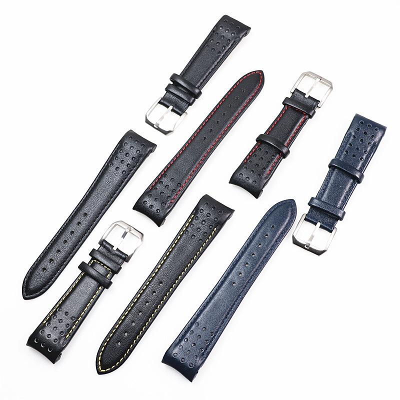 Curved Bracelet 21mm Breathable Leather  for Seiko Watch Strap Sportura Series Barcelona SNAE SNP SRG SUN SPC089 SSC Watchband