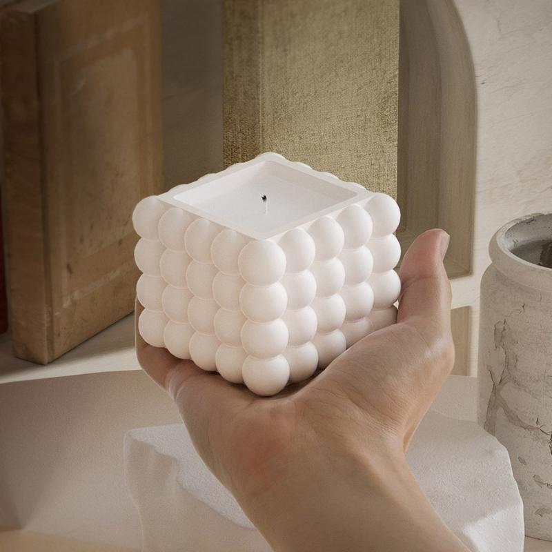 Silicone Storage Jar Mold with Lid Cube Candle Holder Mould Set for Resin Cement Concrete and Plaster Craft Home Decors
