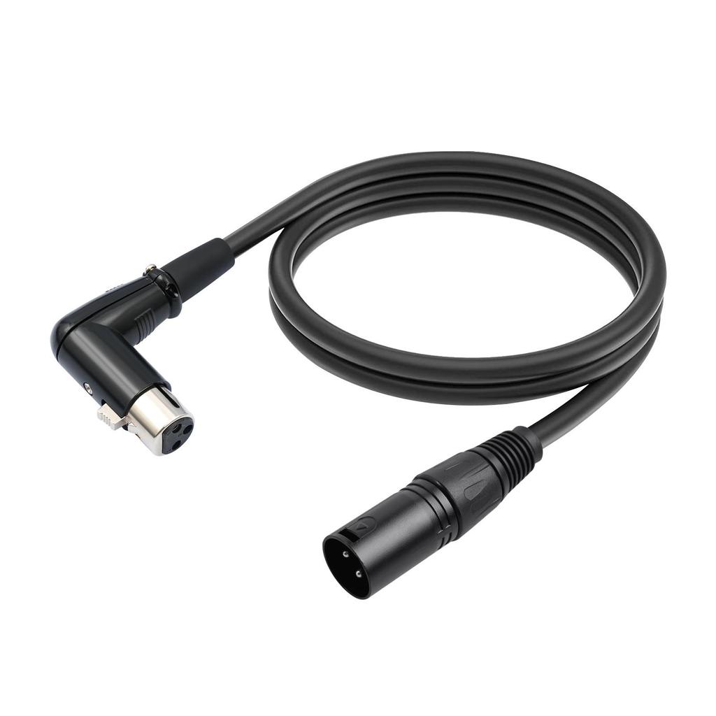 Zbalansowany kabel audio XLR żeński na męski 90° ze złączem trzyżyłowym