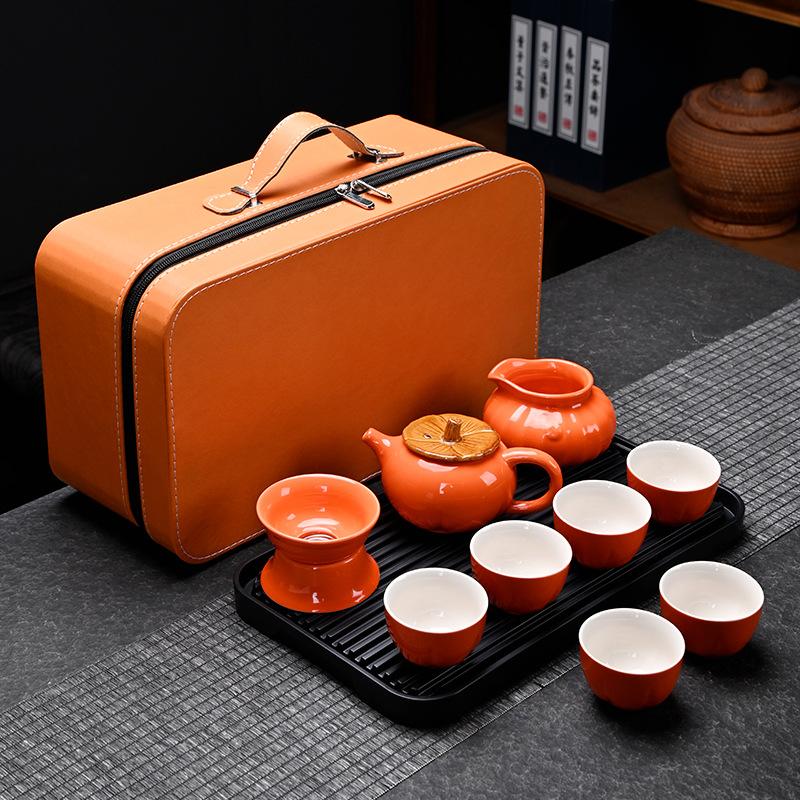 Creative Persimmon Tea Set Gift Box, a Complete Set of Ceramic Tea Cans, Active Gifts, Practical and High-end Souvenirs