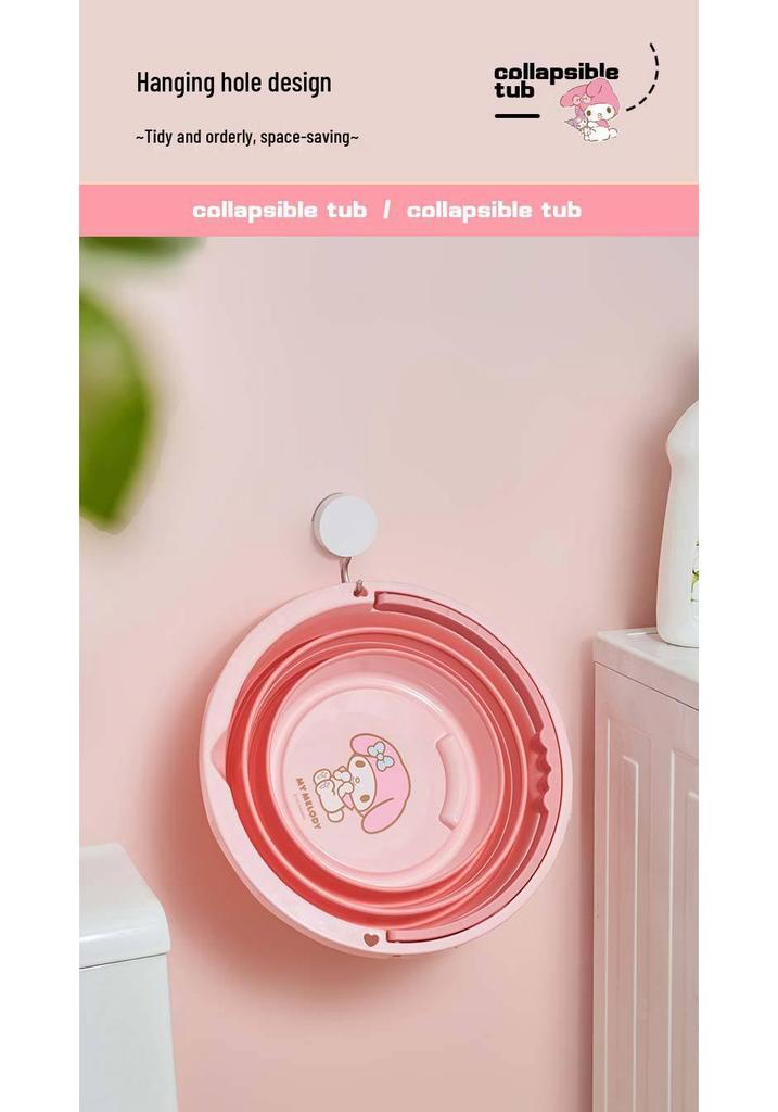 Sanrio Authorized Silicone Folding Water Bucket: Portable, Car-Mounted, Handheld Household & Outdoor Use