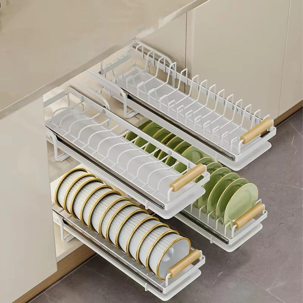Metal Under Sink Rack Single Tier Dish Drainer Storage Pull Out Drawer  Household Organization
