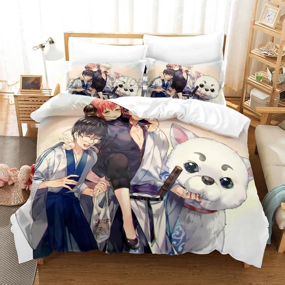 Mode 3D Anime Bettlaken-Set Gintama Bettwäsche-Set Einzelbett Twin Full Queen King Size Bett-Set Erwachsene Kinder Schlafzimmer Bettbezug-Sets