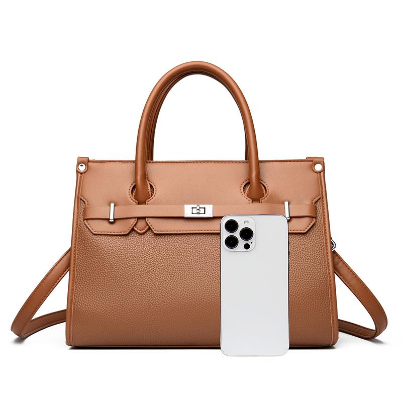 Solid Color Tote Bag Large Capacity Commuting To Work Travel Handbag Simple Single Shoulder Bag