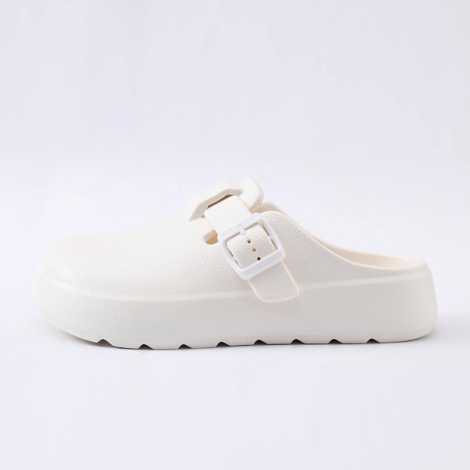 

New women s solid color hole shoes platform non-slip wear-resistant fashion simple outdoor beach bag head slippers 35-36 білий