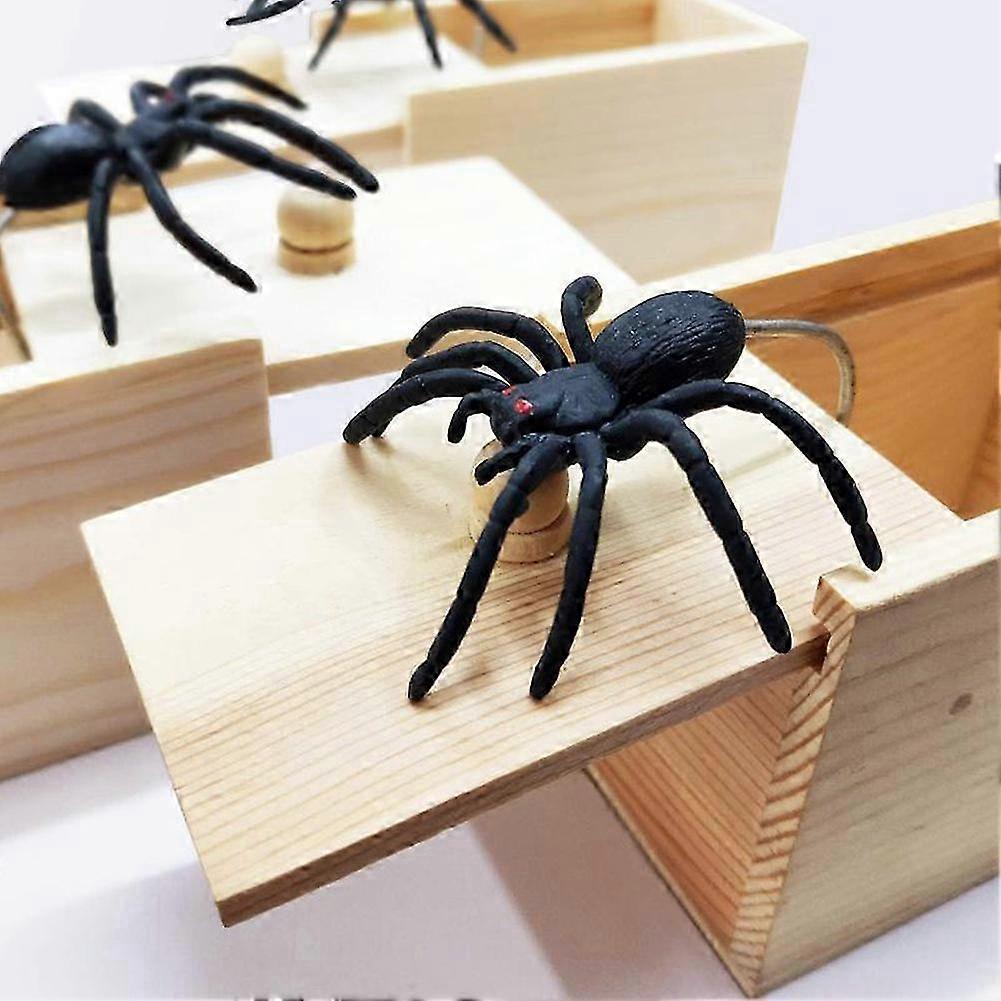 Handgefertigte Gummi-Spinnen Streich Holzbox - Lustige Überraschung Spaß Geschenk Holzbox, Interaktives Scherzgeschenk für Freunde & Familie