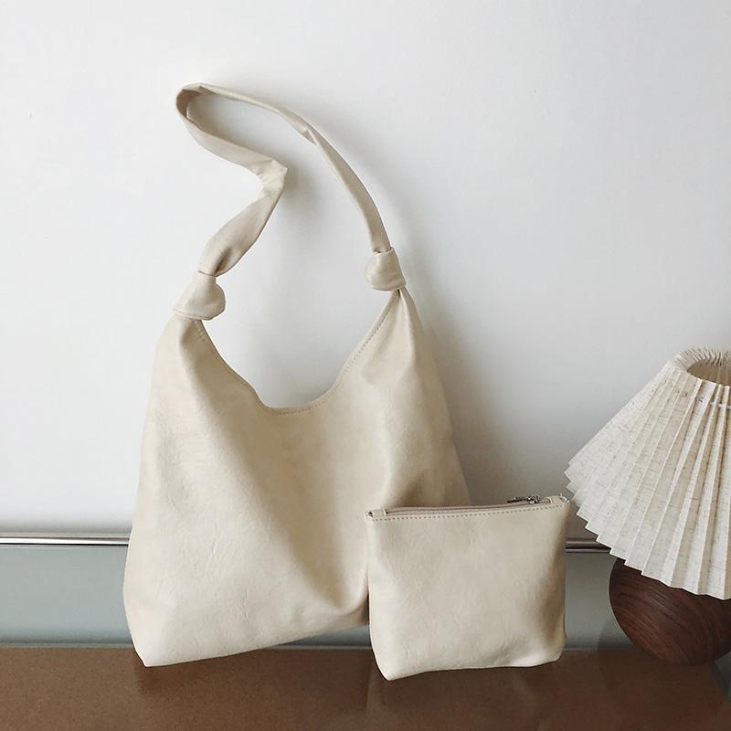 Women's PU Hobo Bag with Matching Pouch Large Capacity Shoulder Handbag for Daily Casual