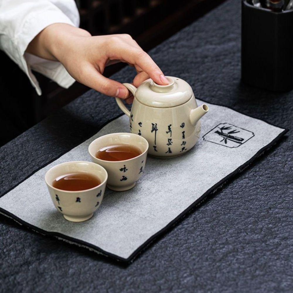 4 Pcs/Set Water Absorption Vintage Tea Towel Double-sided Tea Table Pad Comfortable To The Touch