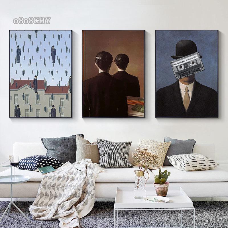 Rene Magritte Classic Artwork Posters and Prints Vintage Pictures Surrealism Abstract Wall Art Canvas Painting for Living Room