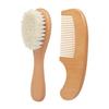 2Pcs/Set Wooden Baby Safety Comb Woolen Hair Brush Care Massage Grooming Tool