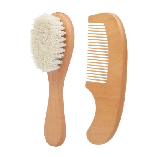 

2Pcs/Set Wooden Baby Safety Comb Woolen Hair Brush Care Massage Grooming Tool