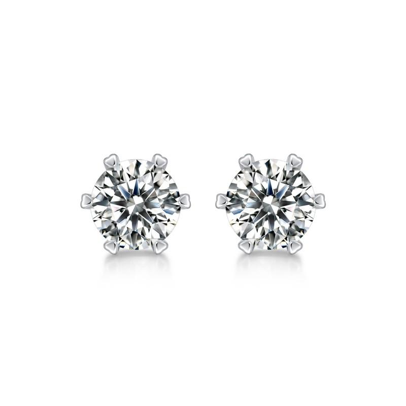 Minimalist Luxury Moissanite Stud Earrings Women Six-Prong Setting Sterling Wedding Fashion Jewelry