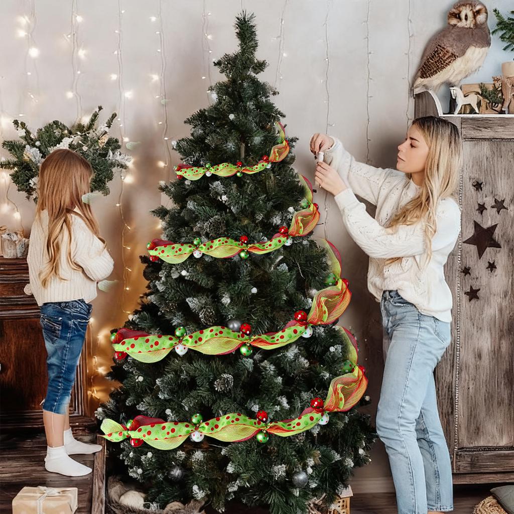 Christmas Decorations Creative Gift List Ball Hanging Ornaments Mesh Rattan Decorative Ribbon