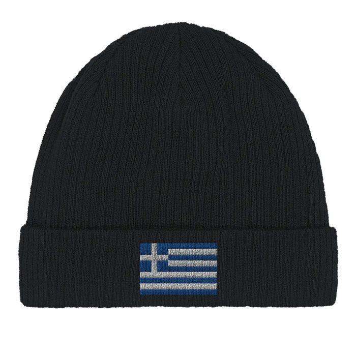 Bonnet Drapeau Grèce en Noir