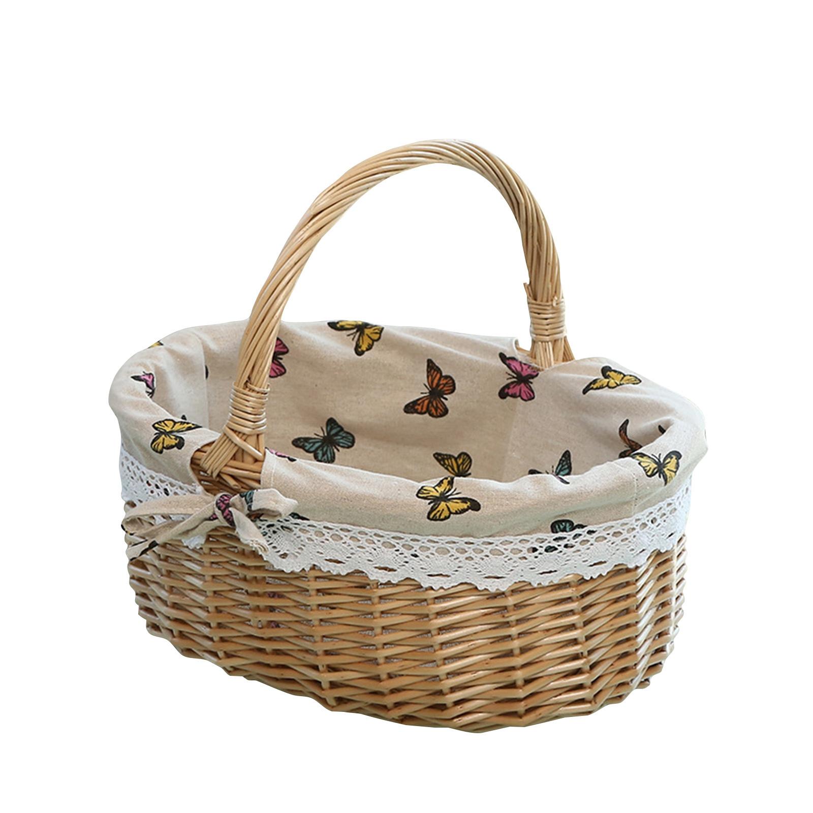 

Woven Basket, Handcrafted Storage Basket With Handles And Linen, Multifunctional Bread And Fruit Container, Ideal For Family Gatherings One Size бежевий