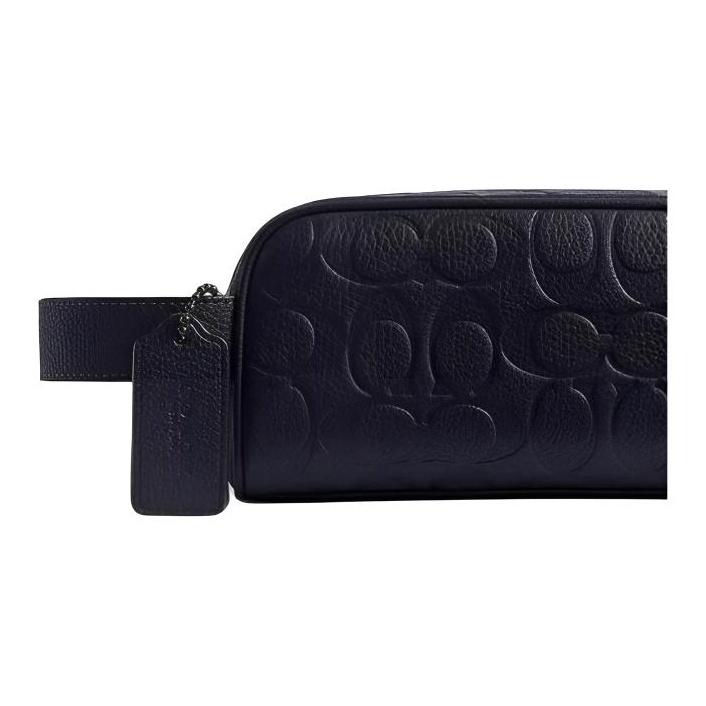 Coach Travel Kit 21 Zipper Closure Allover Embossed Pebble Leather Wallet Women wallet Black CQ182-DWP