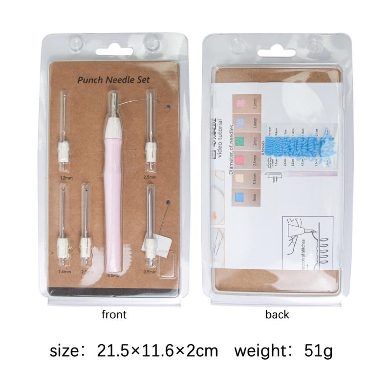 Stainless Steel Embroidery Punch Needle Set Including Adjustable 6 Head Ergonomic Handle Storage Case for Home