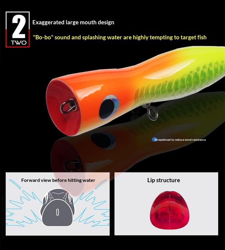Wooden Popper Lure  Topwater 15cm65g Trolling Jig Lure Artificial Bait Splash Surface Saltwater Freshwater Offshore Boat Fishing