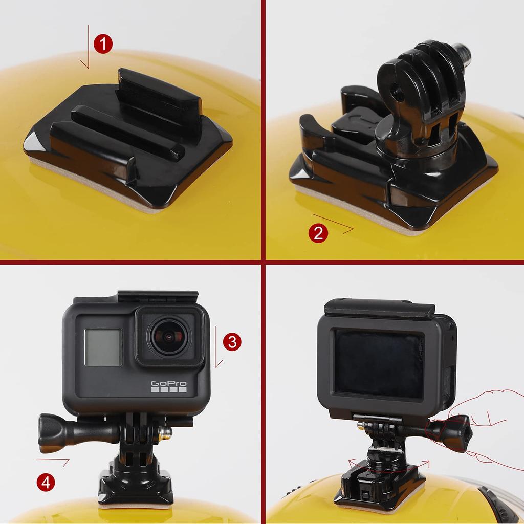HSU Helmet Mount Accessory Set Action Camera Mount Kit Compatible with GoPro Hero and Other Action Camera Accessories 12-in-1 13/12/11/10/9/8/7/6/5
