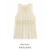 Kaslead New Women Clothes Western Style Artificial Pearl Inlaid Round Neck Loose Knit Top 2142194