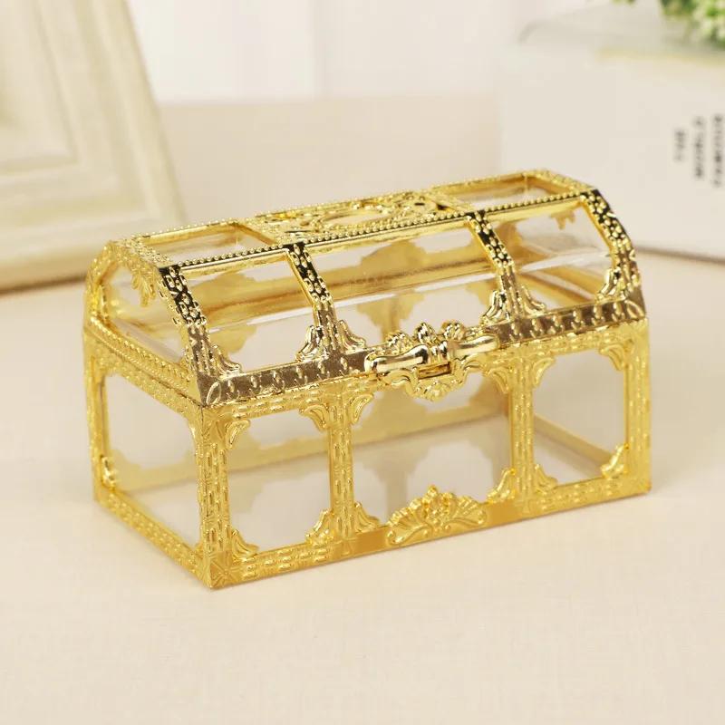 Vintage Transparent Pirate Treasure Storage Box Organizer Earrings Crystal Gem Jewelry Trinket Women Jewelry Display Travel Case