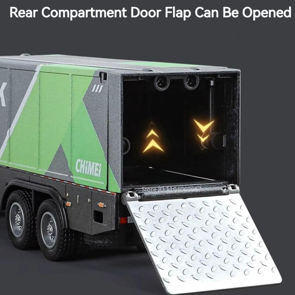 1:32 Wing Span Container Truck Toy Models Metal Diecast Dump Trucks Sound Light Pull Back Door Opened Engineering Car Boys Gifts
