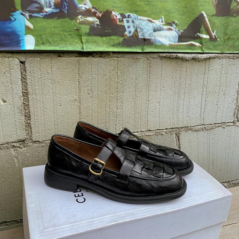 

Новые туфли из натуральной коровьей кожи, женские туфли с круглым носком, на низком каблуке, нескользящей мягкой подошве, черные повседневные туфли из овчины, женские туфли-лодочки на четыре сезона 40 чёрный