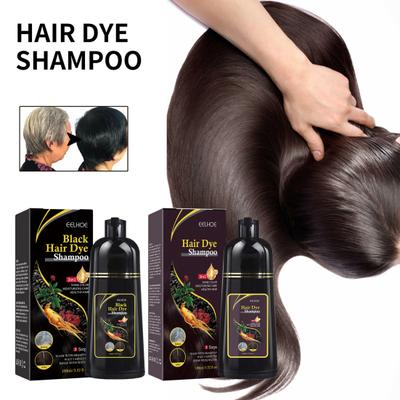 Shampoo 3 em 1 para coloração de cabelo, 100ml, sem amônia, ingredientes de ervas, hidratante, protetor, tintura de cabelo preto