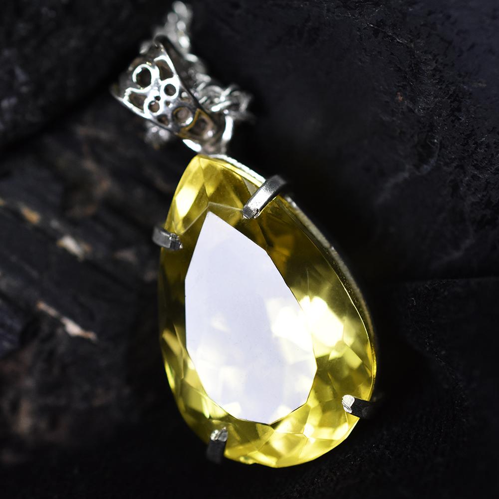 Yellow Topaz 73.2 Ct CERTIFIED Pear Pendant 925 Sterling Silver Best For Gift MY-PD-111-NS