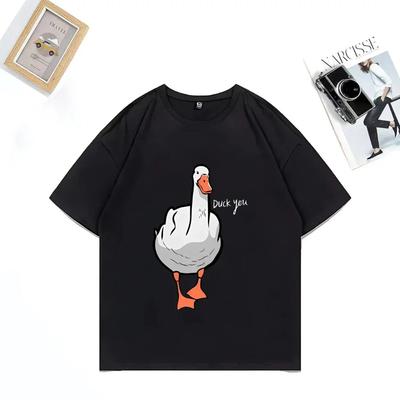 Short Sleeved T Shirt Funny Duck You Print Men Women's Loose Tshirts Oversized Tops Unisex Hip Hop Streetwear O Neck Tees