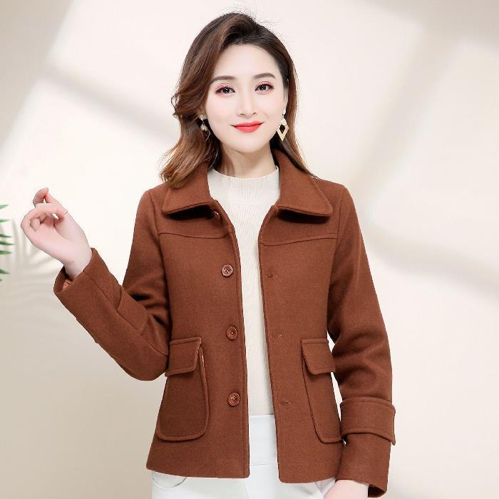 Petite Women's 2024 Korean Woolen Coat - Short Style Casual All-match Cardigan