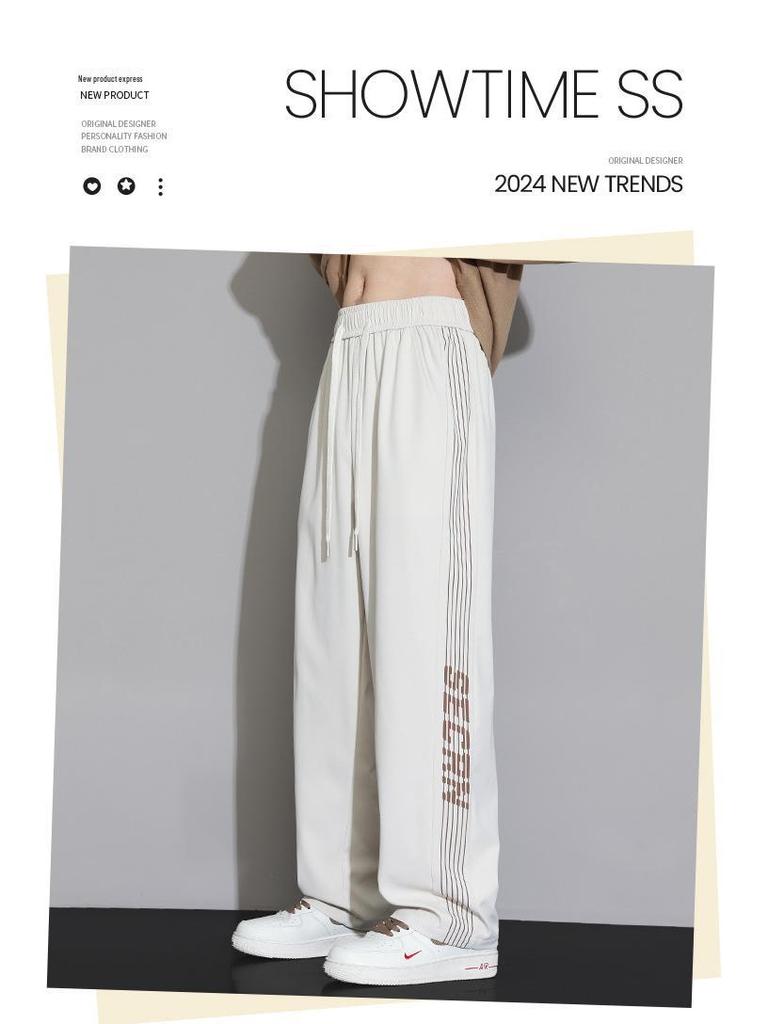 ACU Męskie Retro Paski Szerokie Nogawki Spodnie Sportowe - 2025 Modne Codzienne Spodnie