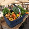 26 L Grocery Shopping Basket Aluminum Frame Oxford Cloth Market Shopping Basket with Zippered Side Pockets Handheld