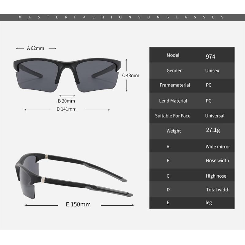 New Sports Sunglasses Men And Women Outdoor Cycling Glasses Bicycle Sunglasses Protective Glasses 974