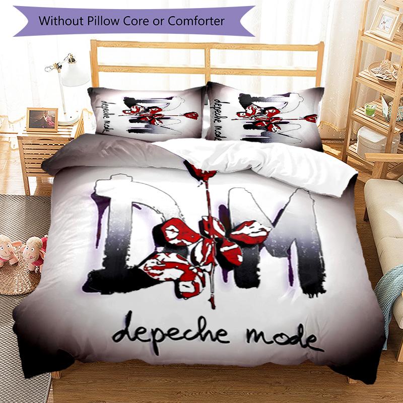 3pcs Depeches Band Mode pattern bedding set duvet cover set includes duvet cover &pillowcases, perfect all season bedroom decoration & gift