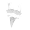 Women's See-Through Lace Stitching Sling Bra Split Sexy Underwear Set S-L