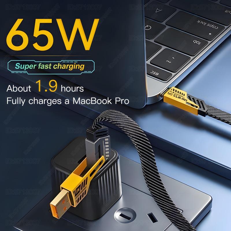 4in1 Typ C auf Typ C 65W Mecha-Stil Schnellladekabel für iPhone Samsung Xiaomi Redmi POCO OnePlus USB A auf USB C Datenkabel