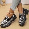 Women's Loafers Fashion Casual Zebra Stripes Loafers Shoes for Women Plus Size New Spring Autumn Round Toe Platform Female Shoes