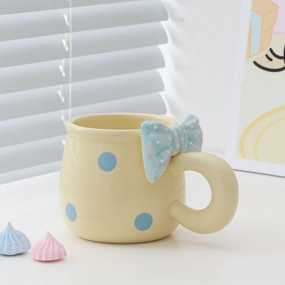 

Жаропрочные керамические кружки с бантом, чашка для напитков, милые кофейные чашки для дома Without Spoon жёлтый