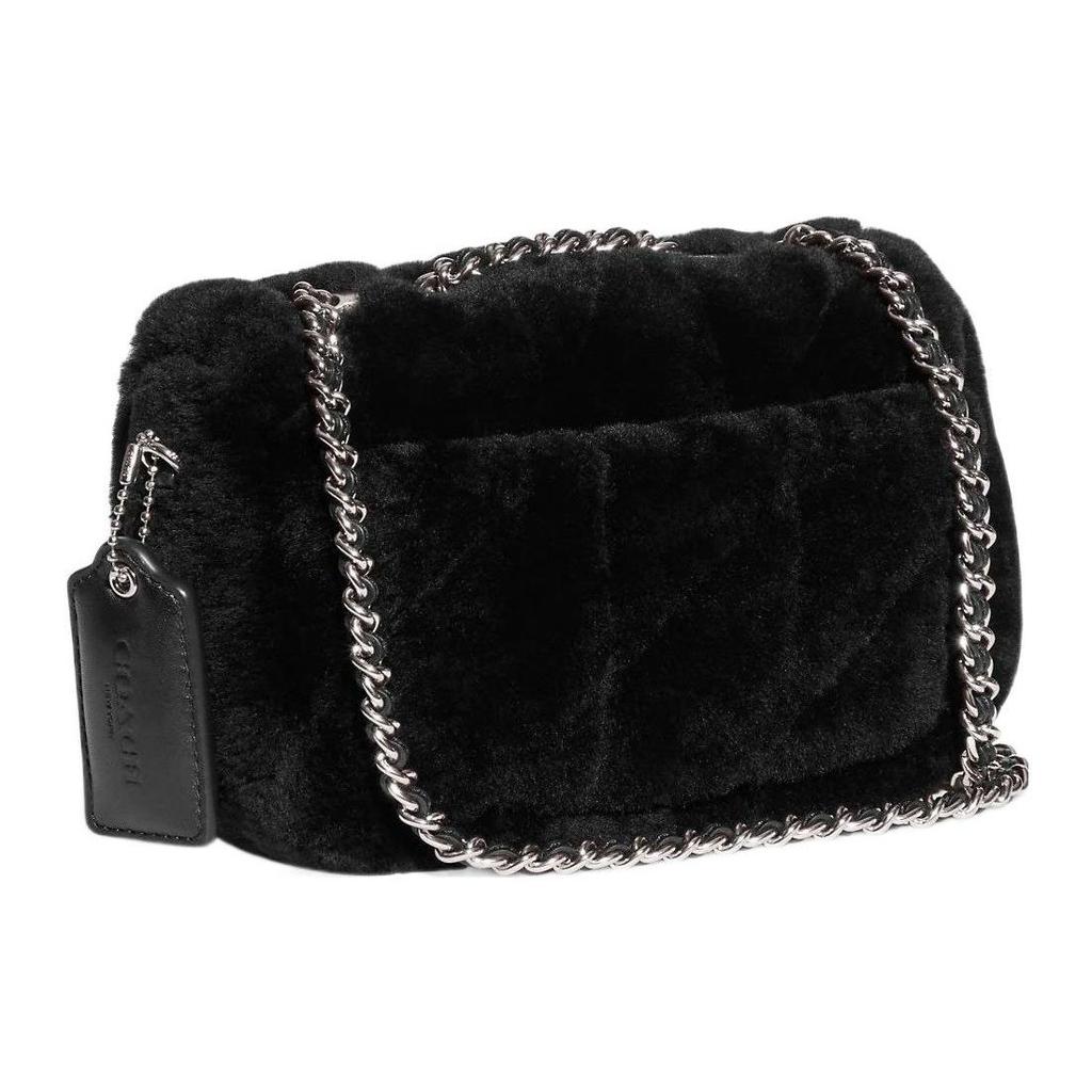 Coach Pillow 20 Turn Lock Flap Closure Wool Leather And Smooth Leather Handheld Crossbody Shoulder Bag Women handbags Black CE720-LHBLK