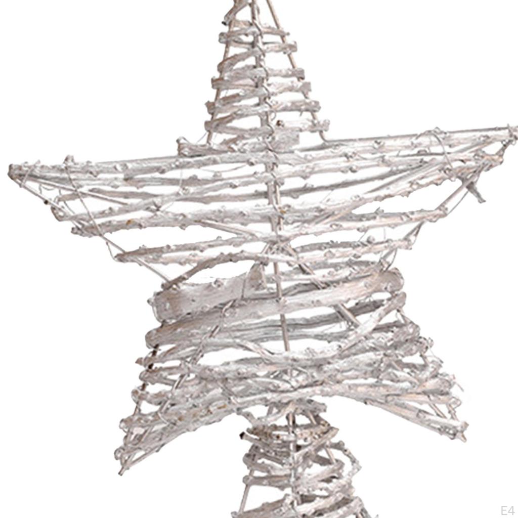 Vánoční hvězda na špičku stromku, Hvězda na špičku vánočního stromku, Železná a ratanová vánoční ozdoba na špičku pro párty bar,