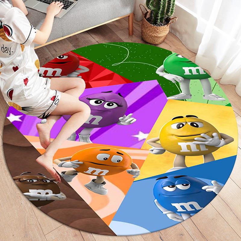 M&M's Round Area Rug,Carpet Rug for Living Room Bedroom Sofa Playroom Decor,Non-slip Floor Mat