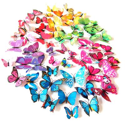 12Pcs Simulated Butterfly Creative Home Background Butterfly Three-dimensional Stickers for Children's Room Wall Decoration 3D Butterfly Wall Stickers