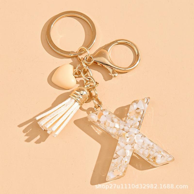 Hot-selling Epoxy Initials Love Tassel Keychain Bag Ornament Buckle Pendant Car Jewelry Clothing Accessories