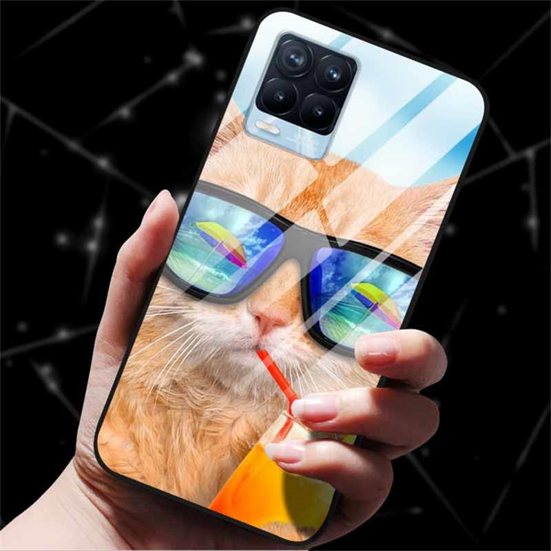 For Realme 8 Case Tempered Glass Hard Back Cover Case For Realme 8 5G 8i Realme 8 Pro Phone Case Cover Realme8 Pro Soft Bumper