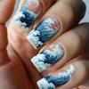 24pcs Blue White Porcelain Design False Nails with Glue Short Square Fake Nails Full Cover Simple Press on Nail Chinese Style