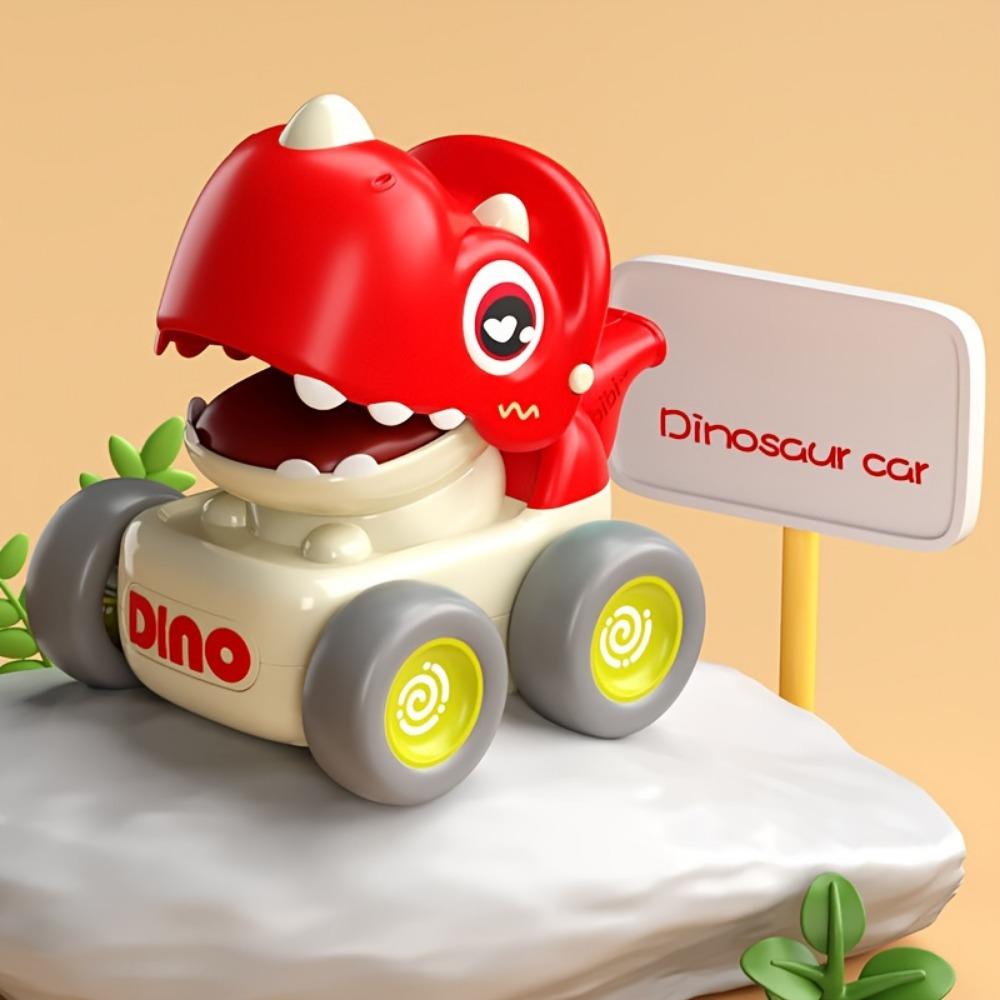 Dinosaur Pull-back Toy Car, Cartoon Gear Storage Scooter, Top Storage Box Toy Car, Anti-fall and Anti-collision Inertial Toy Car